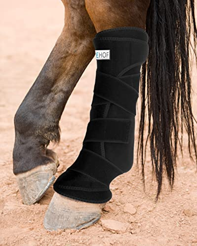 ICEHOF Ghette refrigeranti per Cavallo - 4 Cuscinetti di Raffreddamento Rimovibili e Bendaggio Lavabili, Ghette refrigeranti Anche Funzione Protettiva, Bende refrigeranti per Cavalli