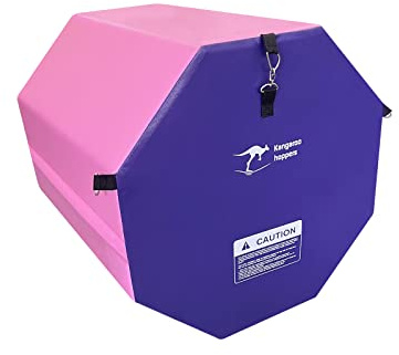 Kangaroo Hoppers Gymnastics Octagon Tumble Mat 24x26 with Carrying Handles, Somersault Backbend Tumbling Trainer for Home Gym Exercise (Purple/Pink)
