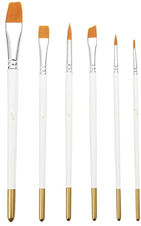 Set di pennelli per torta E-Kongton per alimenti, fondente, strumenti per il fai da te, facili da usare e da pulire, 6 pennelli per torta da colorare. (Bianco)