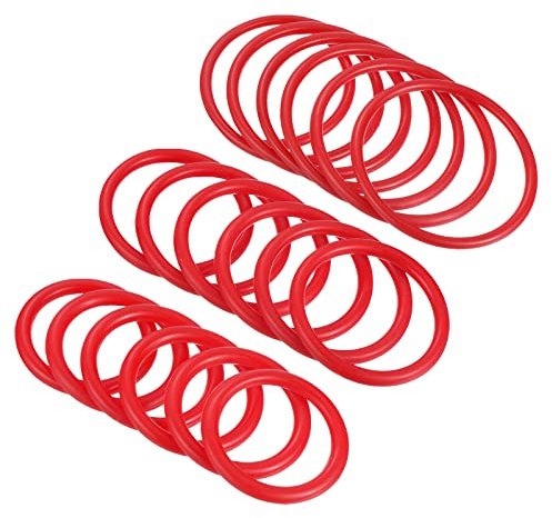 PATIKIL Carnaval Anillos-Lanzamiento Anillos Juego 4cm 6mm 8.5cm, 18 Paquete Plástico Aro para Exterior Fiesta Regalo Juego Cabina, Rojo