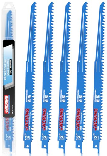 Reciprocating Saw Blades Sawzall Blades 12Inch for Wood Cutting Pruning Saw Blades 5TPI 5 Pack
