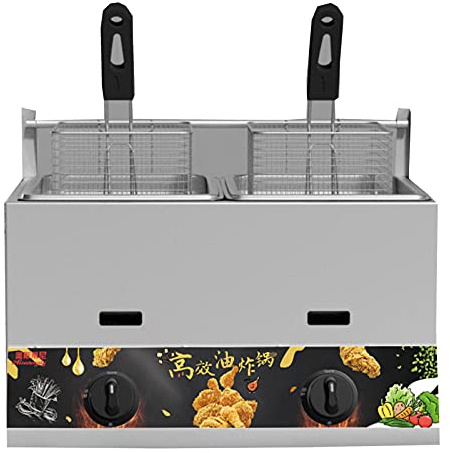 Friteuse à gaz, friteuse à gaz butane et gaz propane, friteuse en acier inoxydable, friteuse commerciale, capacité 11 l x 2