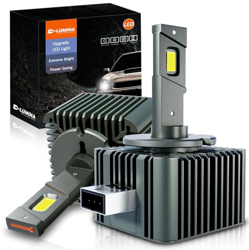 D-Lumina Lampadina D1S LED per Fari Anti-Errore,Canbus D1R D1C, Aggiorna e Sostituisci la Lampada Allo Xeno HID,50W 12000LM D1S LED Lampadine Auto 6500K,Spina e Uso,Confezione da 2