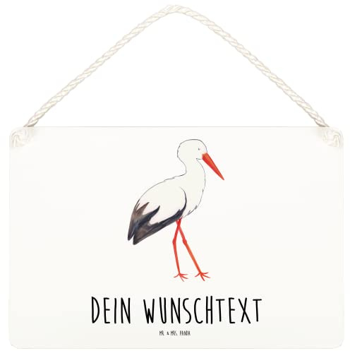 Mr. & Mrs. Panda Namensschilder personalisiert Storch DIN A6 - Personalisierte Geschenke, Störche, Türschilder mit Namen, Schild, Lustige Sprüche, Baby, Personalisiertes Holzschild, Mutter, Mütter