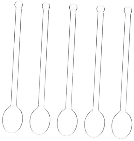 BESTonZON 5pcs Glass Coffee Spoons Mini Glass Stirring Spoons for Hot Serving for Coffee Tea