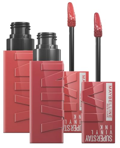 Maybelline New York SuperStay Vinyl Ink Lippenfarbe Birllante 35 Cheeky + Maybelline SuperStay Vinyl Ink Lip Color 40 Witty Finish Leuchtend - 2 Lippenstifte mit Präzisions-Applikator