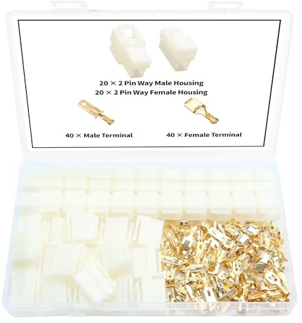 YIXISI 120 PCS 6.3mm 2 Pin Automotive Electrical Wire Connectors Kit, Male/Female Wire Connector Housing and Pin Header Crimp Wire Terminals, for Motorcycle, Bike, Car, Boats
