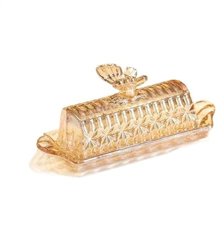 Mantequillera Plato de mantequilla de cristal con forma de mariposa, colorido, Vintage, for aperitivos, queso, postre con tapa, contenedor for mantequilla, caja de almacenamiento Recipiente para Mante