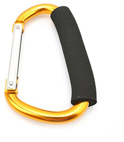 großer D-Typ-Einkaufstaschenhaken, Clip-Tragegriff, Karabiner mit Schwamm for Baby-Kinderwagen, Kinderwagen, Kinderwagen-Aufhänger, Trolley, Mumien-Clip-Halter/447 (Color : Golde