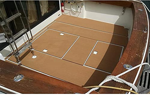 240*90Cm Anti Rutsch Matte Bodenbelag Teak Teppich Selbstklebend Pad Marine Synthetisches Decking Floor Self Adhesive FüR Yacht Boot Fischboote Kajak Skateboards EVA-Schaum Modern Braun Ohne Streifen