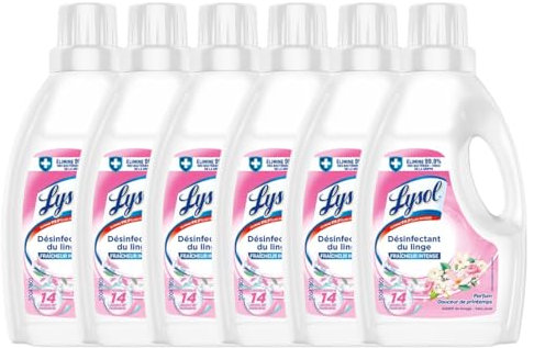 Lysol - Lot de 6 x1L Désinfectants de linge - Douceur de Printemps
