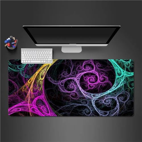 Gaming Mauspad XXL Lila Grün Großes Mauspad Schreibtischauflage mit Vernähte Kanten Einer speziellen Oberfläche verbessert Geschwindigkeit und Präzision 700x400x2mm