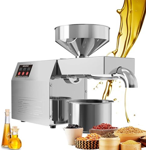 Fablestoryem Pressa Automatica per Olio a Caldo e Freddo, Pressa per Olio Industriale da 820 W, Estrattore di Olio in Acciaio Inossidabile per Uso Alimentare, Semi di Girasole di Cocco, Arachidi,110V