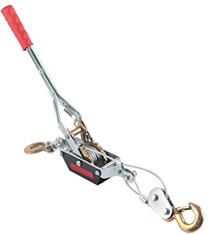 2/4T Come Along Winch Puller, Cable Ratchet Winch Pulley Hoist Heavy Duty Cable Ratchet Power Puller Tool with 2 Hooks for Lifting Pulling Construction Building (2T)