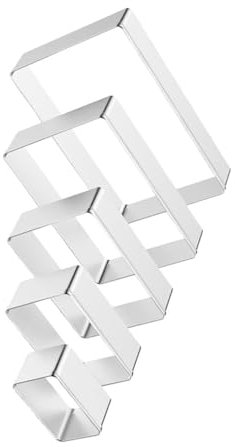 PAMINGONO Set Di 5 Tagliabiscotti Rettangolari in Acciaio Inossidabile Stampi Per Biscotti e Utensili Per Dolci Facili Da Pulire e Durevoli Per Cottura Creativa