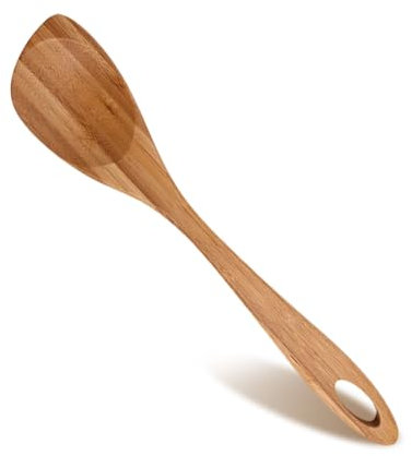 Kochlöffel Holz zum Kochen Premium Pfannenwender Holz 30cm Holzlöffel Holzschaufel Griff Holzkochlöffel Holzschaber Küchenspatel mit Langem Griff Hitzebeständig Holzlöffel für Küche Restaurant Kochen