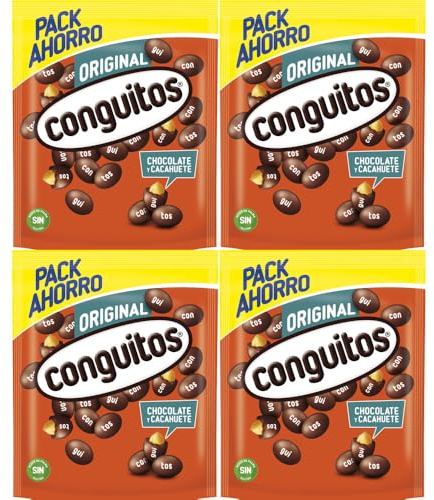 Conguitos chocolate negro doypack 1,4 kg : 4 bolsas de 350g c/u