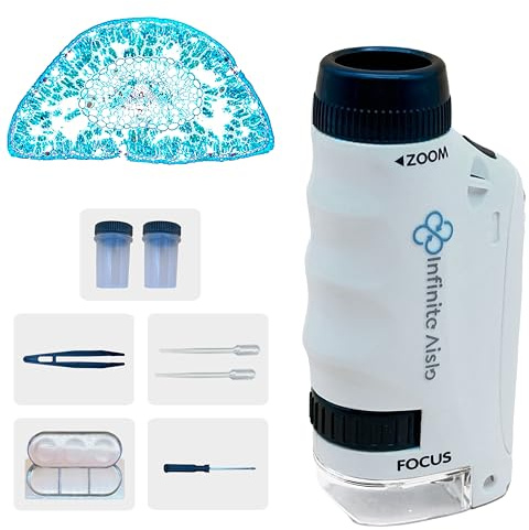 Infinite Aisle 60X-120X Taschenmikroskop – Tragbares Handmikroskop mit LED, Ideal für Kinder & Erwachsene – Perfekt für Wissenschaft, Bildung & Mikrobiologische Beobachtungen
