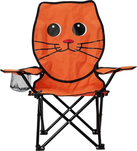 matrasa Campingstuhl für Kinder - Klappstuhl Strandstuhl Gartenstuhl Kinderstuhl - Elefant Frosch AFFE Katze (Katze (Orange))