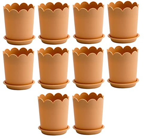 TOYANDONA 10juegos Maceteros De Plástico para Jardín De Macetas Pequeñas para Plantas Suculentas y Rosales Palets De Drenaje para Decorar Interiores y Exteriores