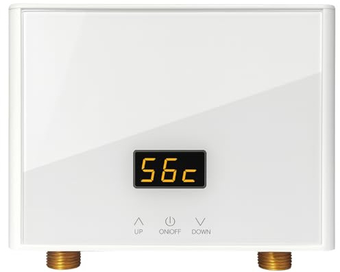 Memows Mini Durchlauferhitzer 3kW für Handwaschbecken, 220V Elektrische Durchlauferhitzer Klein mit LED-Temperaturanzeige, Durchlauferhitzer Küche Druckfest Kleindurchlauferhitzer mit Stecker