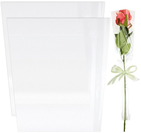 ktxaby 200 Stück Einzelrose Verpackungsbeutel – transparente Kunststoff Einzelflower Hüllen, Geschenkverpackung für Hochzeit, Valentinstag, Muttertag & Geburtstag