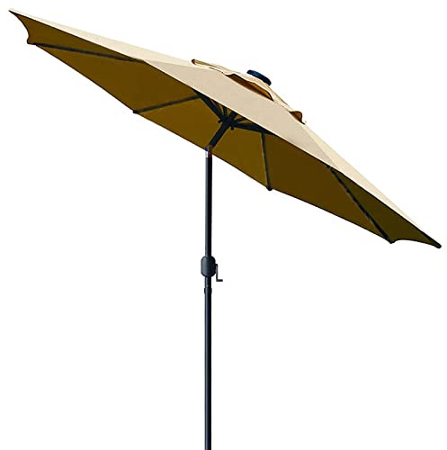LSLYTQ Tilting Sun Shade Umbrella, Sun Shade for Outdoor, 8 Sturdy Ribs, Sun Protection, Tilt Mechanism, with Crank Handle, for Backyard Pool Balcony Deck, Beach Umbrella good