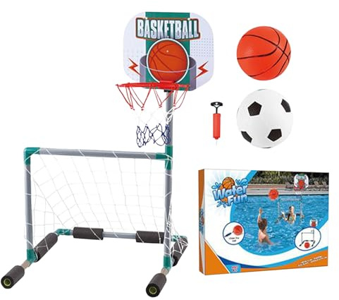 Pool-Basketballkorb – Schwimmendes Fußballtor, Wassersportnetz | Outdoor Badespielzeug, Amphibisches Wasserball-Set, Interaktive Poolspiele für Kinder, Jugendliche, Erwachsene und