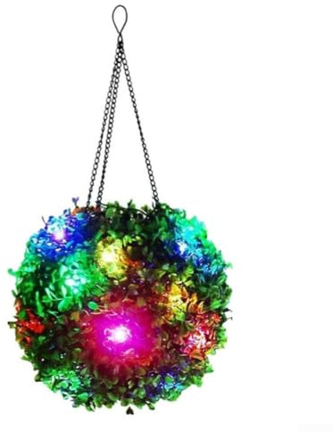 BlesConi Boule lumineuse solaire LED pour jardin, décoration extérieure, sphérique, lampe à suspendre, blanc chaud, multicolore (20 cm coloré)