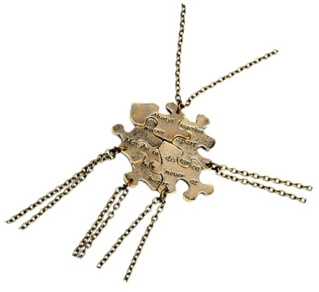 DEARMAMY 5 Stück Halsketten Puzzle Anhänger Immer Zusammen mit Modischer Goldener Halsdekoration Personalisiertes Schmuckset für Freunde Liebhaber