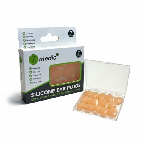 CS Medic Silicone Ear Plugs, 7 Pairs, Multi-Purpose for Sleeping, Swimming, Travel - Noise Cancelling