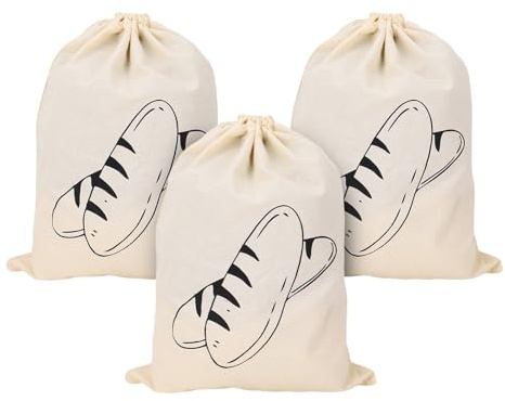 Yinhing 3 St Premium Linnebrödpåsar med Dragsko Design Mångsidig Hemlagad Brödförvaringsbehållare för Frukt Grönsaker och Bakverk Generös Storlek 40x30cm Idealisk för Att Hålla B