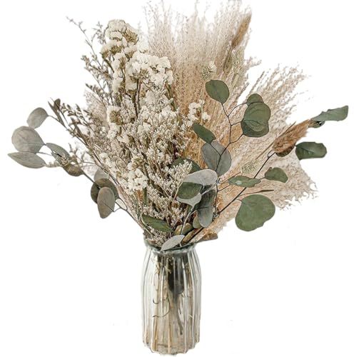 45 StückGetrocknete Blumen Natürliches Pampasgras Dekoration Trockenblumen Set für Wohnzimmer Schlafzimmer & Hochzeit Handgemachte Handgemachte (Mehrfarbig, 44cm)