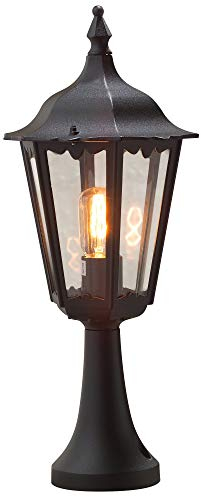 Konstsmide 7214-750 Firenze Post Outdoor Light/ 1 x 100 W E27 Max Bollard/ Clear Glass/ Aluminium/ IP43/ Outside Light Matt Black