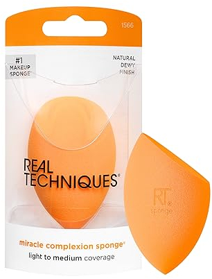 Real Techniques Miracle Complexion Sponge for Liquid & Cream Makeup, 3-Point Design for Seamless Application, Streak-Free Natural Dewy Finish, Latex-Free, Cruelty-Free, Vegan, Easy to Clean, 1 Count