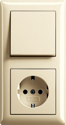 Komplett-Set GIRA, 2-fach Kombination, Wechselschalter / Steckdose -sonstige/cremeweiß/elektroweiß-