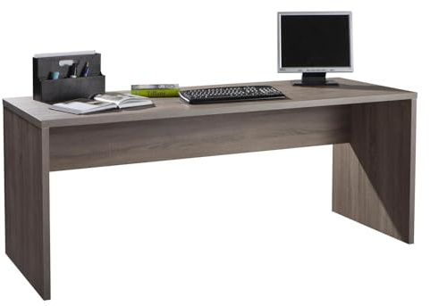 Composad Scrivania Larga e Moderna Legno Ufficio, Rovere Tartufo, L 178 h 75 p 69