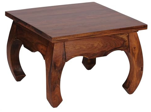 FineBuy Opium Couchtisch 60 x 40 x 60 cm Sheesham Massiv-Holz, Echtholz Wohnzimmertisch quadratisch braun, Stubentisch niedrig, Beistelltisch Sofatisch klein, Tisch Wohnzimmer