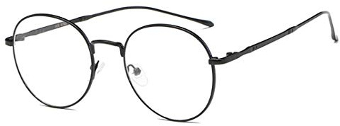Flydo Metall Frame Retro Glasrahmen-Ebenenspiegel Dekobrille Klassisches Rund Rahmen Glasses Klare Linse Brille