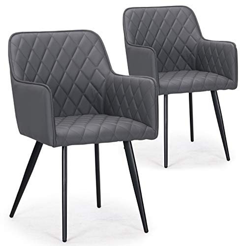 Menzzo Clark Set mit 2 Stühlen Kunstleder Grau
