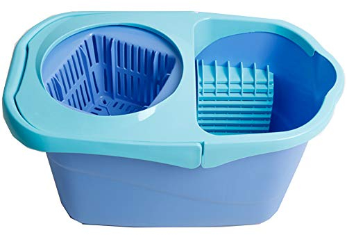 Axdwfd mocio Rotante Doppia Guida Pressione della Mano Piatto Piano Secchio di Scopa, 2 Teste di mop Cestino di plastica