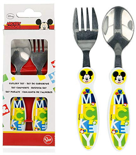 Stor Set Cubiertos Metalicos 2 Unid. Mickey Mouse - Disney - Watercolors, Negro, 2 Unidad