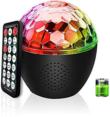 Discokugel LED Party Licht MEKUULA Bluetooth-Audio Einstellbare Lichthelligkeit und Drehgeschwindigkeit mit 16 Beleuchtungs form für Halloween Kinder Geburtstag Bar Karaoke,Eingebaute Batterie
