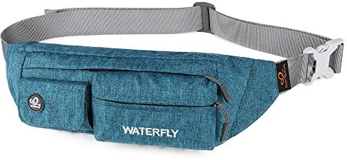 WATERFLY Bauchtasche Damen Herren Klein: Gürteltasche Hüfttasche Stylisch für Sport Joggen Hundetraining Laufen Running Reise Travel Hip Waist Bag Bum Fanny Pack Peacock Blue
