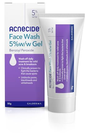 Acnecide Face Wash Gel 5% Benzoyl Peroxide Acne Treatment for Spot-Prone Skin 50g