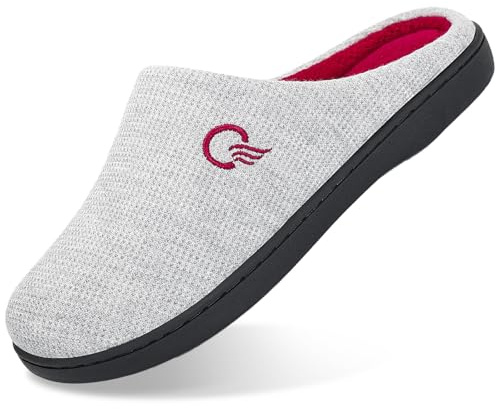 Mishansha Invierno Pantuflas Mujer Zapatillas de Casa Mujers Slippers Memory Foam CáLido Antideslizantes Interior Al Aire Libre Zapatilla de Estar Gris Claro 42/43