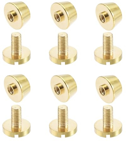 sourcing map 10x6mm Plano Pernos Remache Monedero Bolso Pies Clavos Sólido Latón Cuero Artesanía Bricolaje 6 Piezas