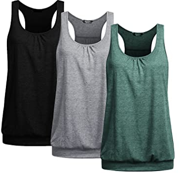 UNibelle Yoga Tanktops Damen Sport Oberteil Shirt Top Ärmellos Racerback Fitness Tanktop Training 3er Pack, 3er Pack_ Schwarz/Hellgrau/Flaschengrün, 3XL