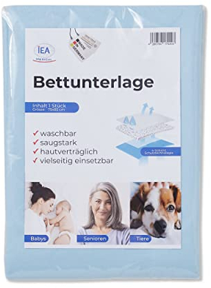IEA Medical Inkontinenzunterlage waschbar 1 Stück, 75 x 85 cm, wasserdicht mit Rücknässeschutz, Bettunterlage, Mehrwegunterlage, Matratzenschoner wasserdicht, Wickelunterlage, Saugfähig