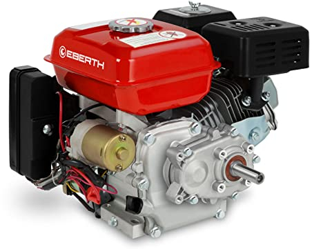 EBERTH 6,5 PS 4,8 kW Benzinmotor Standmotor Kartmotor mit Reduktionsgetriebe 2:1, E-Start, Benzin Motor, 19,05 mm Ø Welle, Ölmangelsicherung, 4-Takt, 1 Zylinder, 196 ccm, Antriebsmotor mit Getriebe